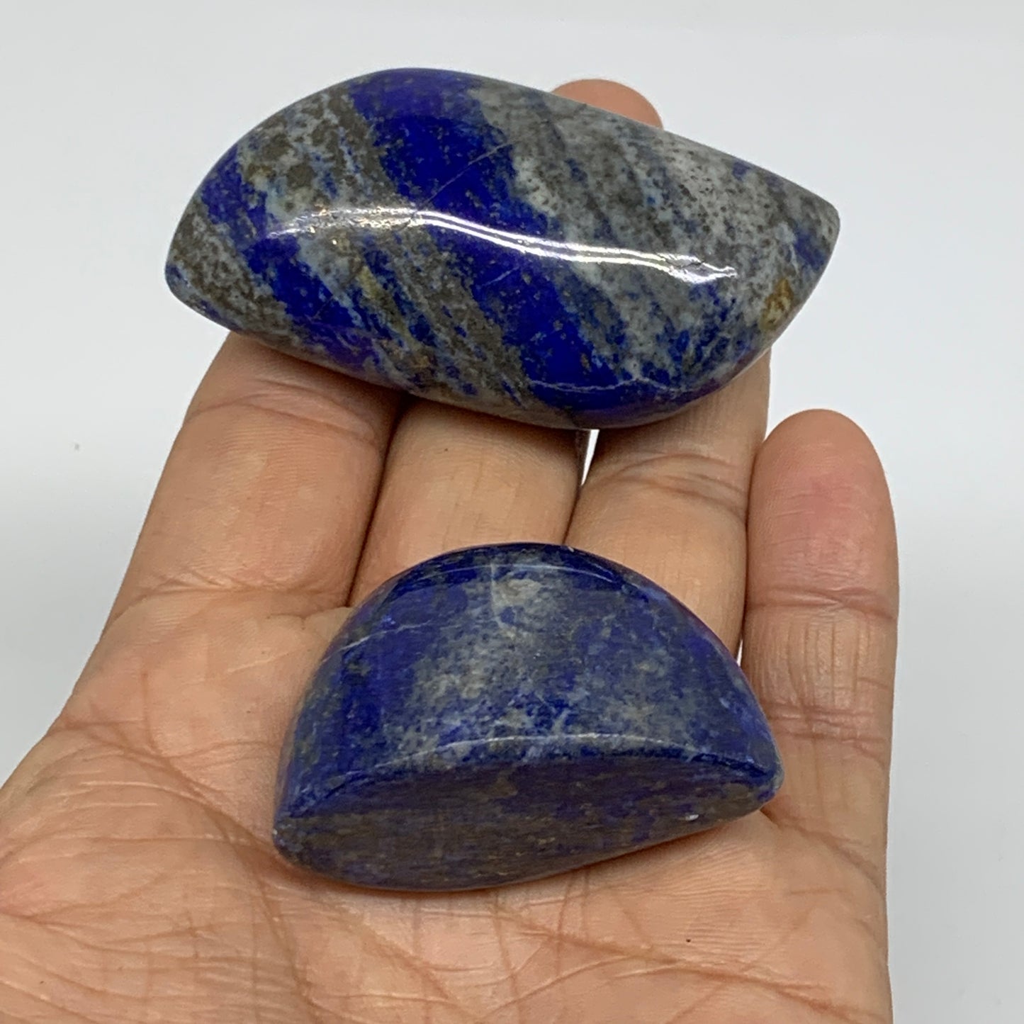 114.1g, 1.2"-2.4", 2pcs, Natural Lapis Lazuli Palm Stone @Afghanistan, B36784
