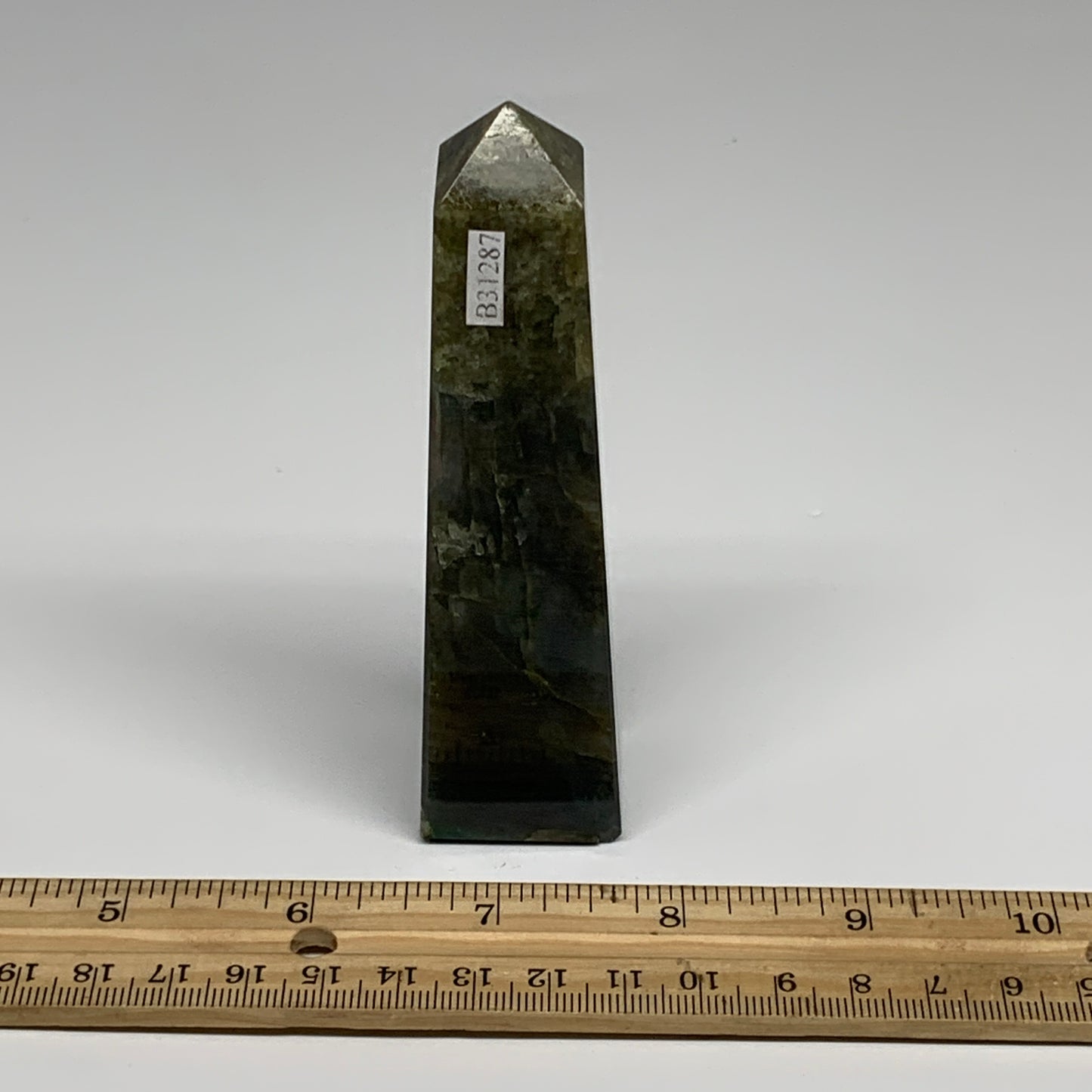 158.5g, 4.3"x1.1"x1.1, Labradorite Tower Point Crystal @Madagascar, B31287