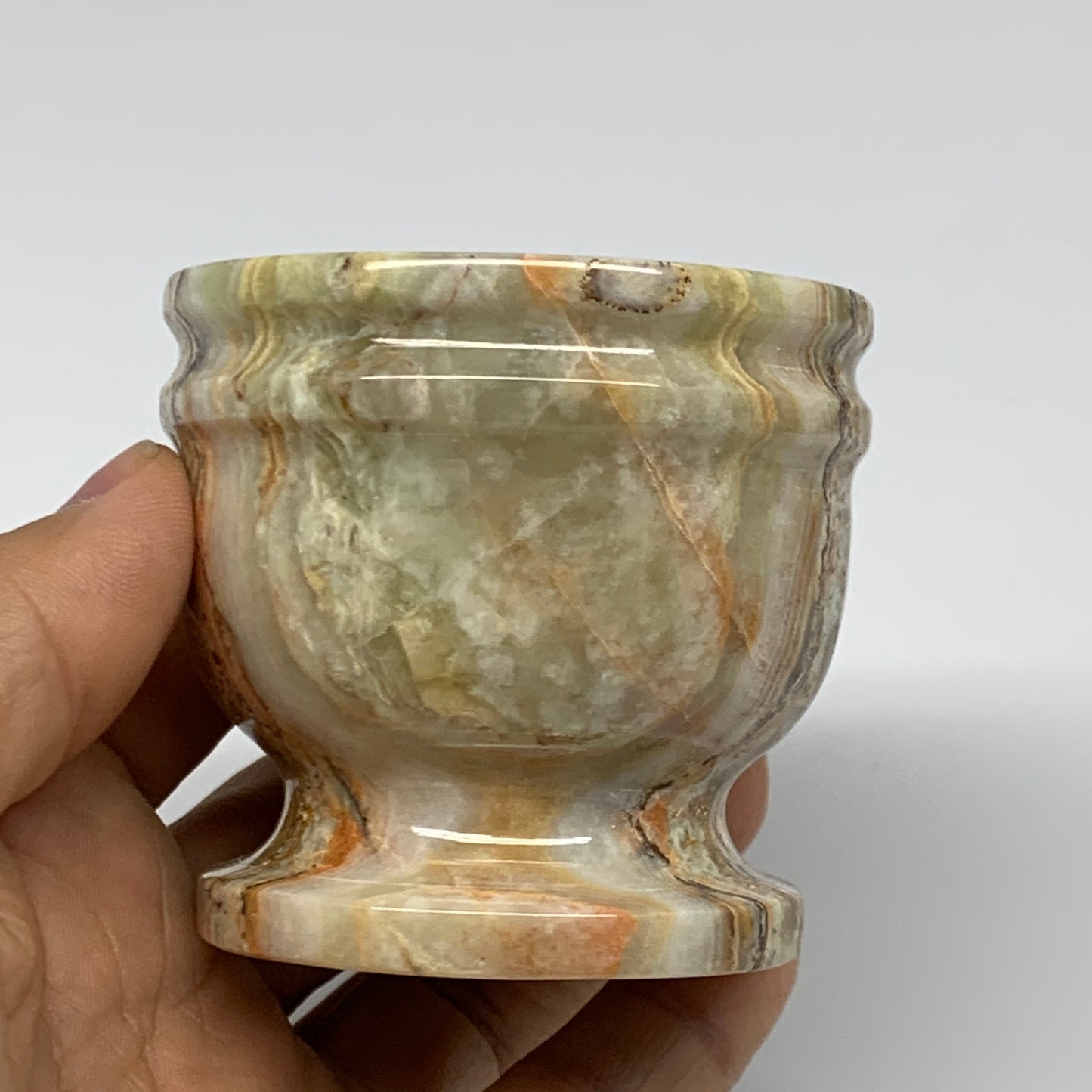 0.7 lbs, 2.2"x2.4", Natural Green Onyx Crystal Pestle and Mortar Handmade, B3259