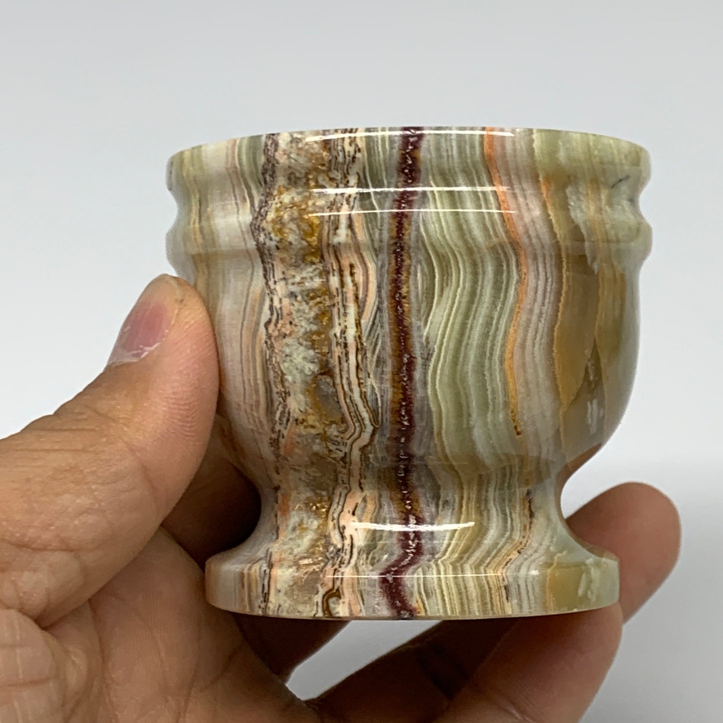 0.7 lbs, 2.2"x2.4", Natural Green Onyx Crystal Pestle and Mortar Handmade, B3259