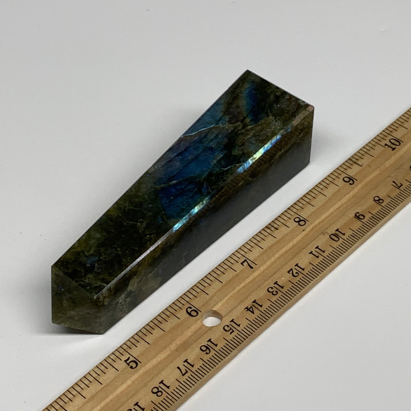 158.5g, 4.3"x1.1"x1.1, Labradorite Tower Point Crystal @Madagascar, B31287