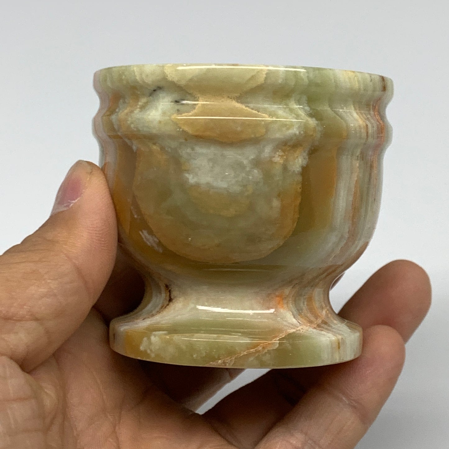 0.7 lbs, 2.2"x2.4", Natural Green Onyx Crystal Pestle and Mortar Handmade, B3259
