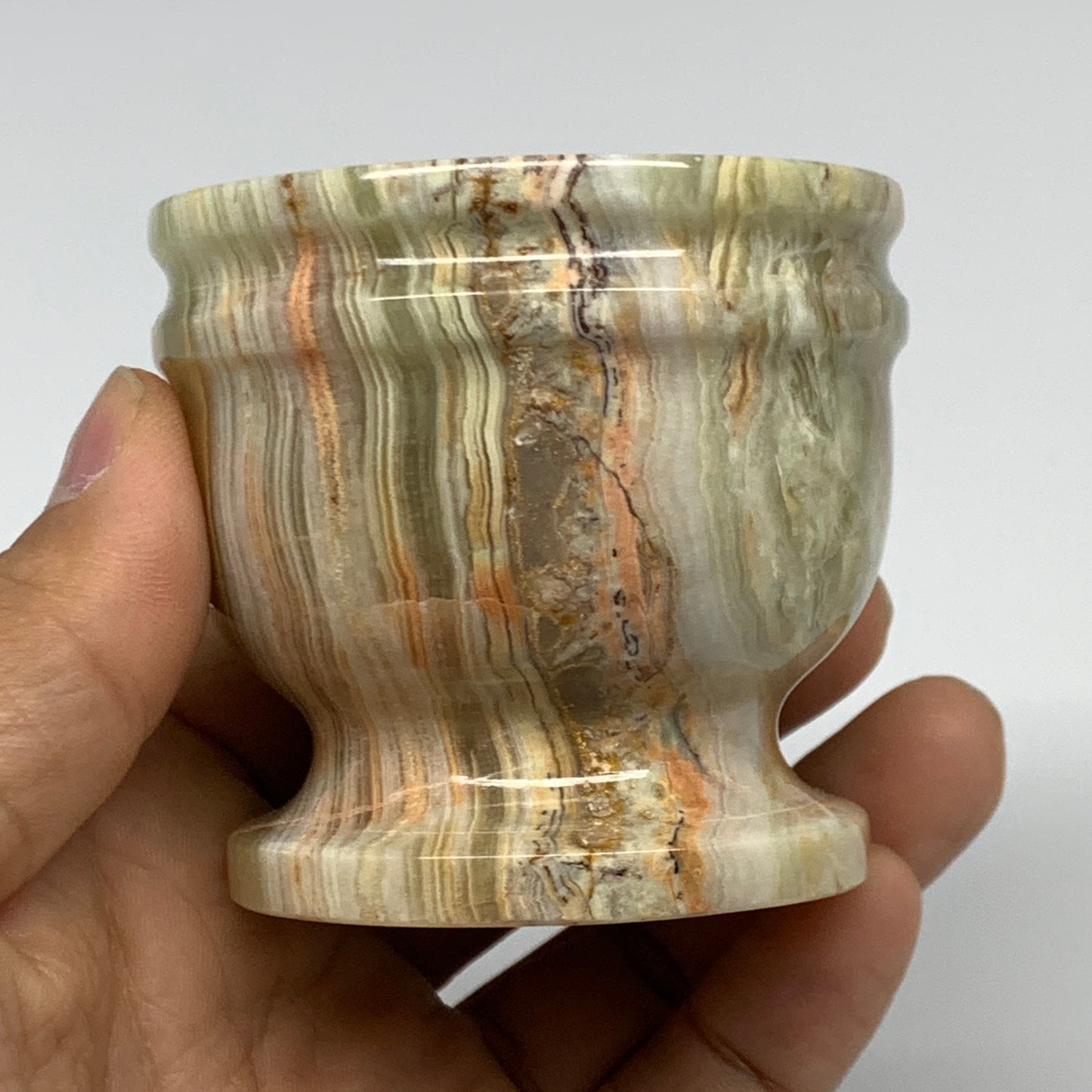 0.7 lbs, 2.2"x2.4", Natural Green Onyx Crystal Pestle and Mortar Handmade, B3259