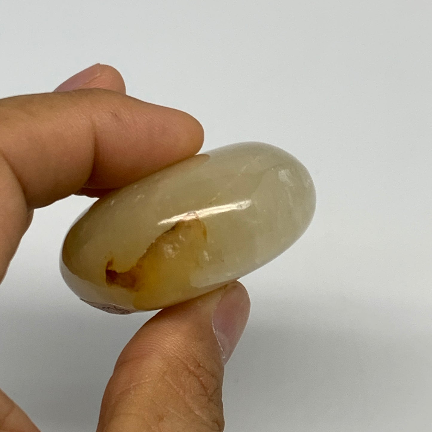 88g,2.2"x1.7"x0.9", Yellow Aventurine Palm-Stone Crystal Stone @India,B29726