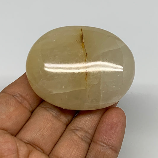86.7g,2.2"x1.7"x0.9", Yellow Aventurine Palm-Stone Crystal Stone @India,B29727