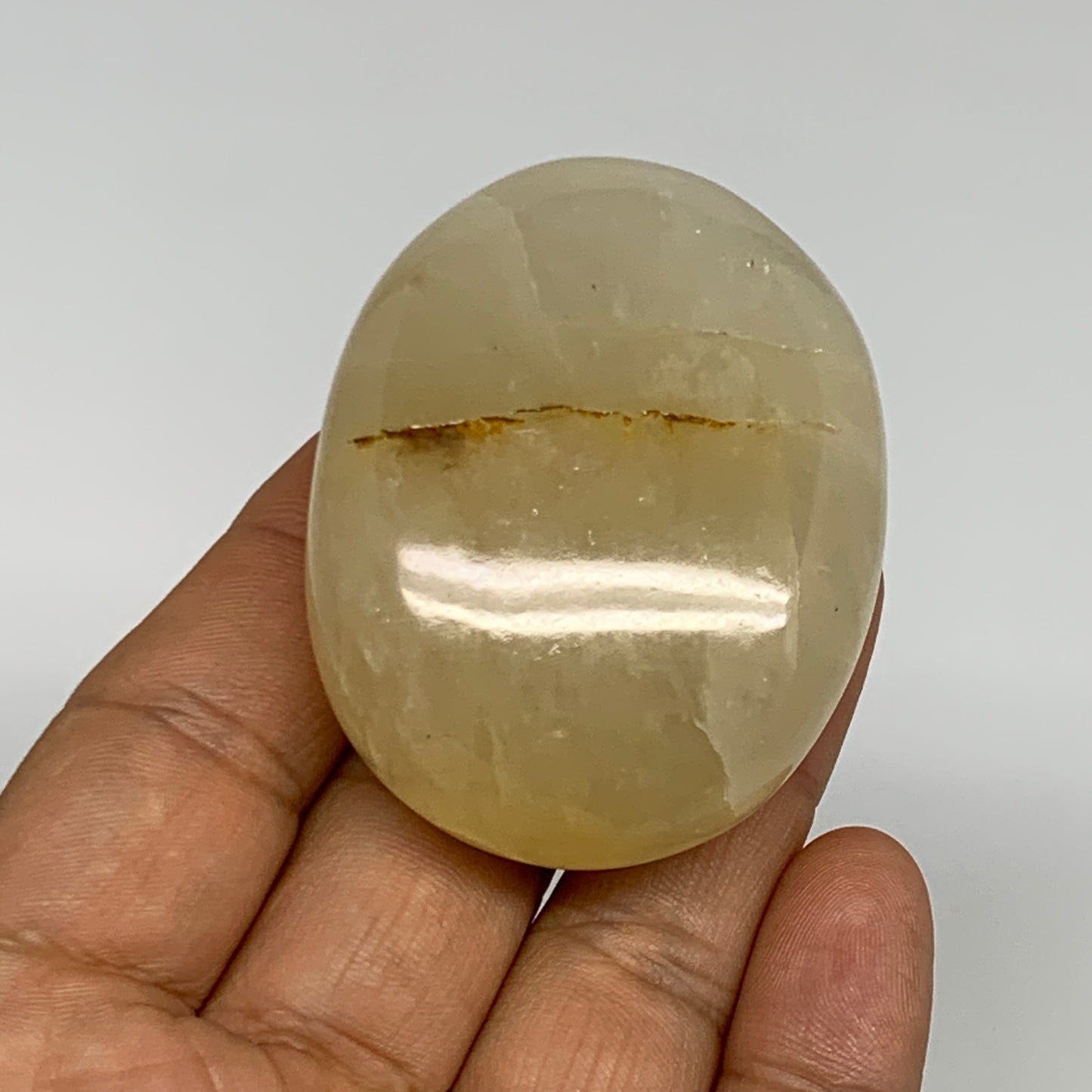 86.7g,2.2"x1.7"x0.9", Yellow Aventurine Palm-Stone Crystal Stone @India,B29727