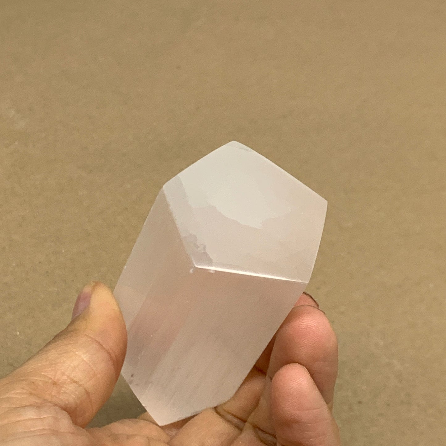 188g, 3.8"x1.6", Selenite (Satin Spar) Crystal Tower Point, B36022