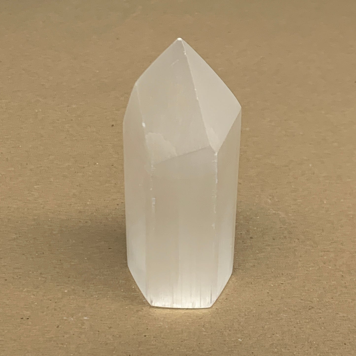 188g, 3.8"x1.6", Selenite (Satin Spar) Crystal Tower Point, B36022