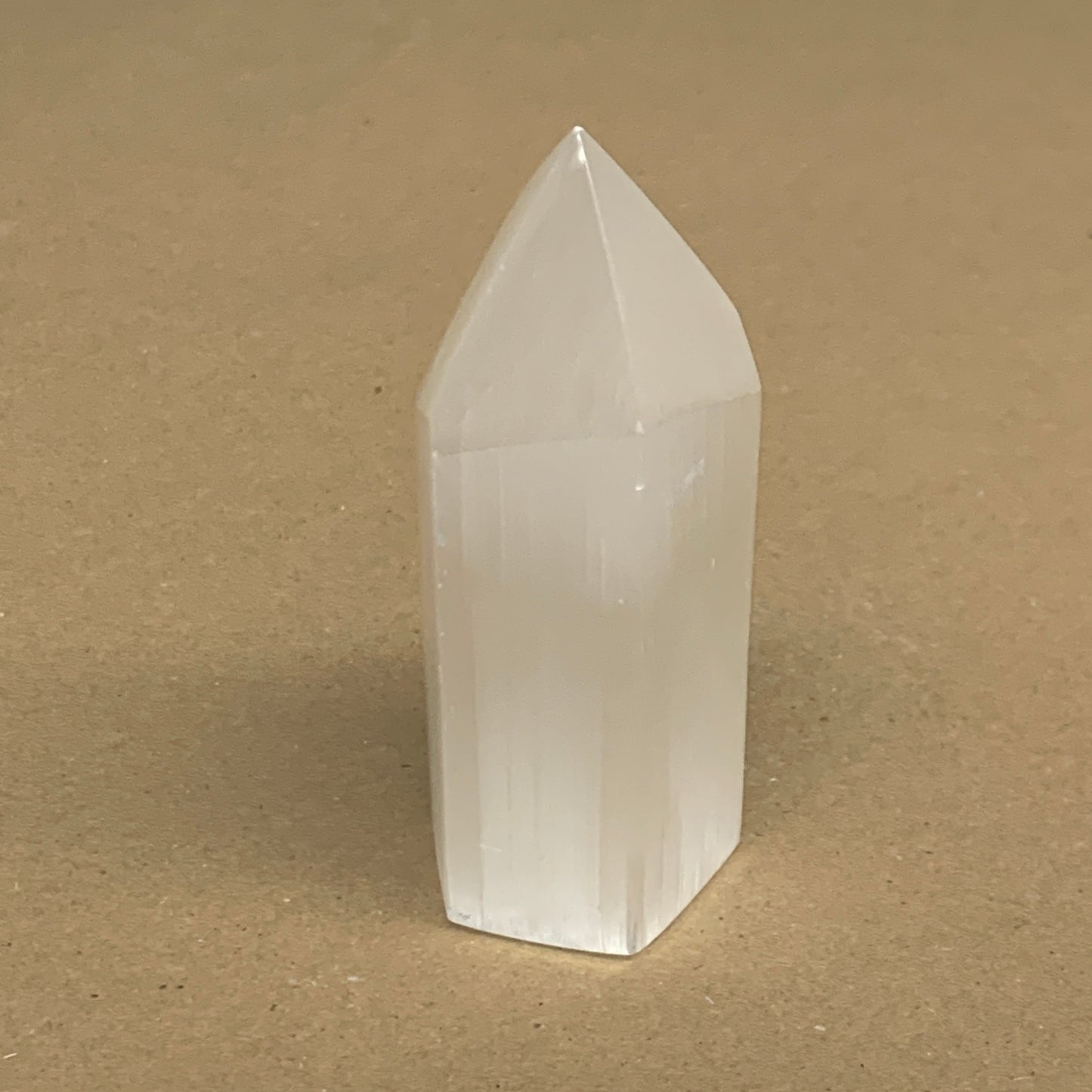 188g, 3.8"x1.6", Selenite (Satin Spar) Crystal Tower Point, B36022