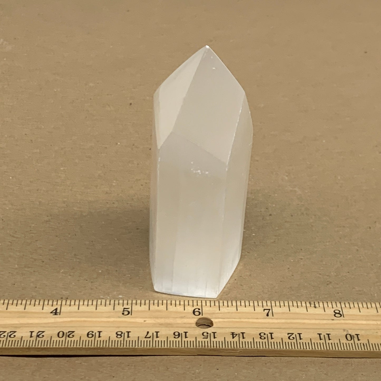 188g, 3.8"x1.6", Selenite (Satin Spar) Crystal Tower Point, B36022