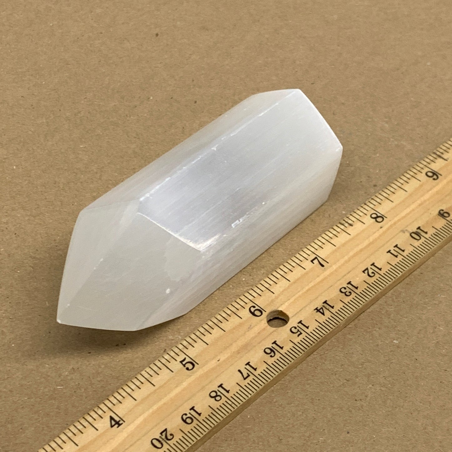 188g, 3.8"x1.6", Selenite (Satin Spar) Crystal Tower Point, B36022