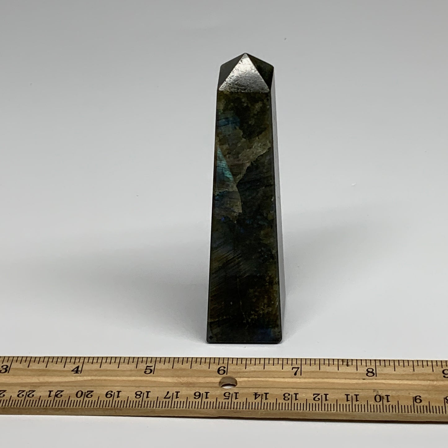 144.2g, 4.3"x1.1"x1.1, Labradorite Tower Point Crystal @Madagascar, B31289