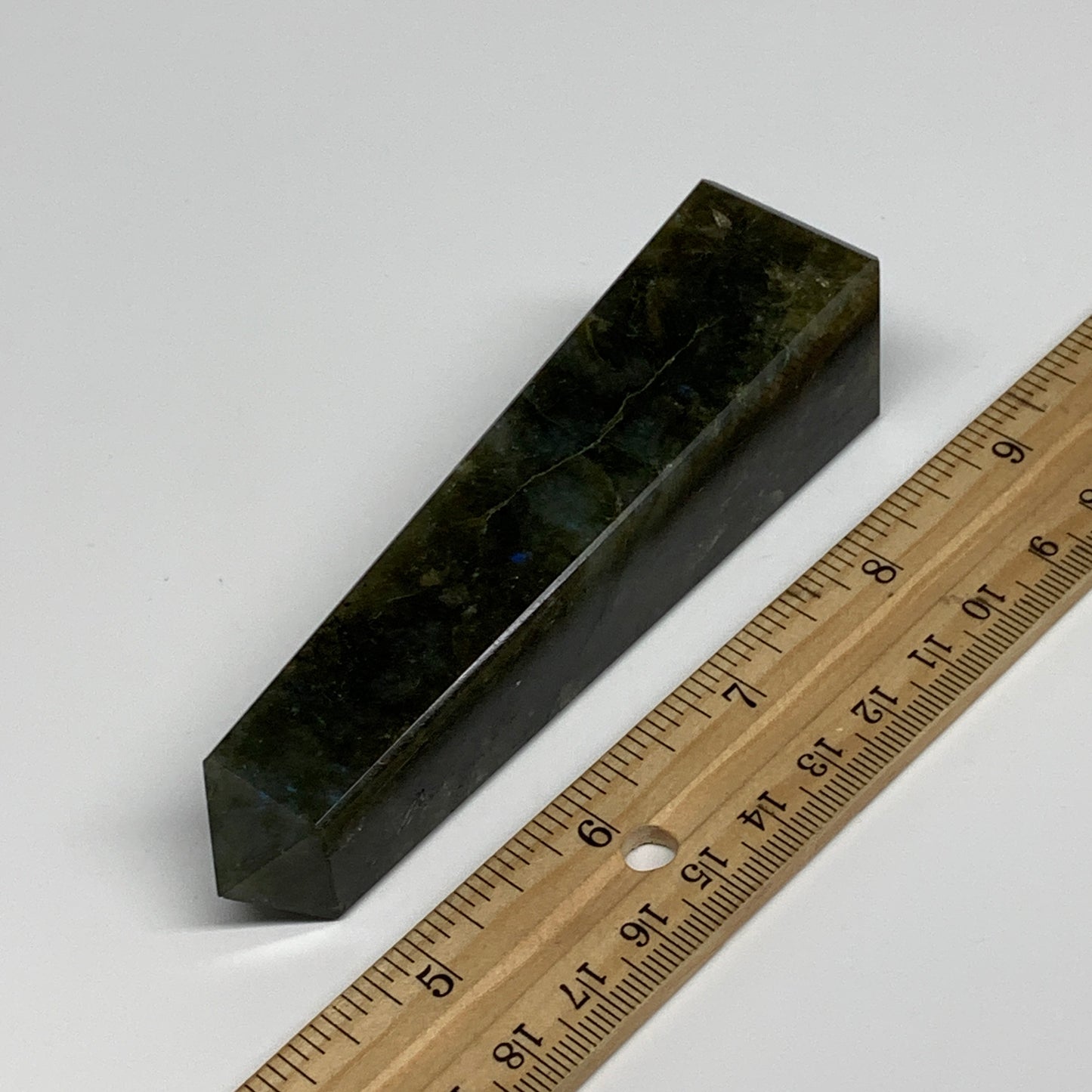 144.2g, 4.3"x1.1"x1.1, Labradorite Tower Point Crystal @Madagascar, B31289