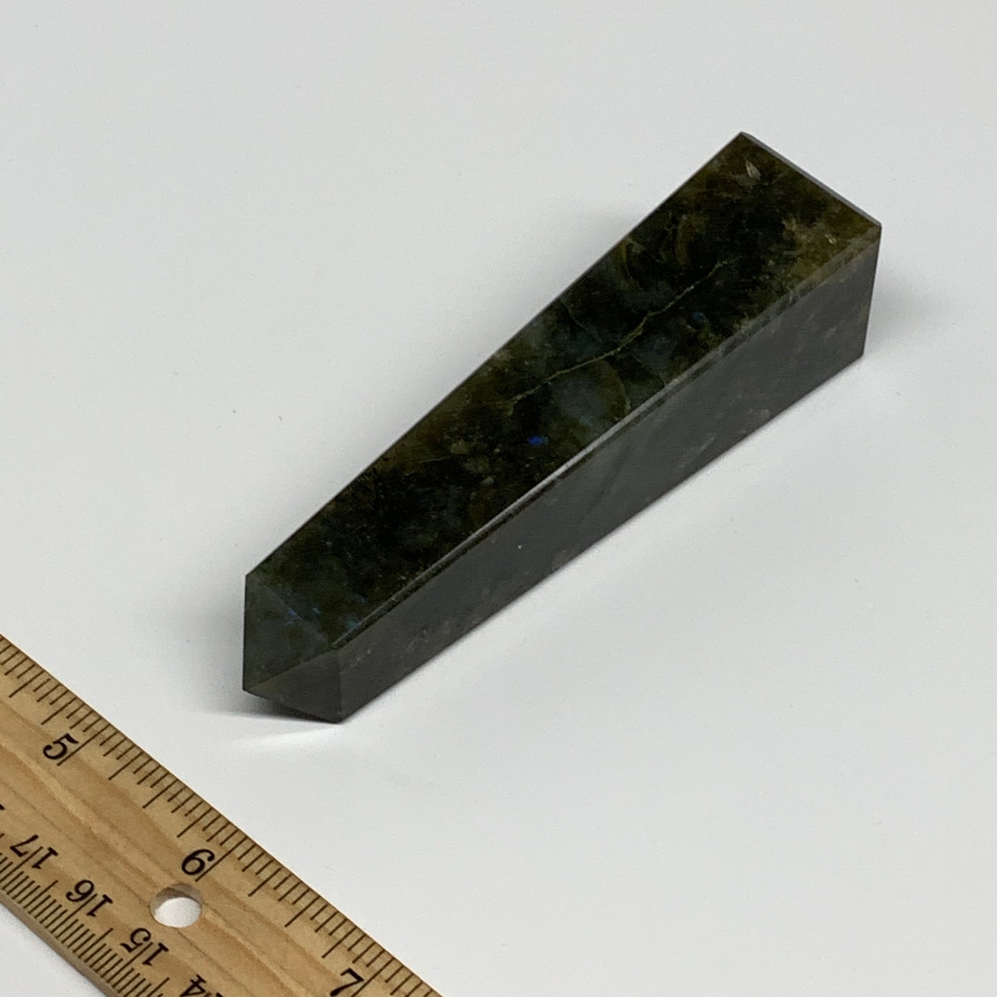 144.2g, 4.3"x1.1"x1.1, Labradorite Tower Point Crystal @Madagascar, B31289