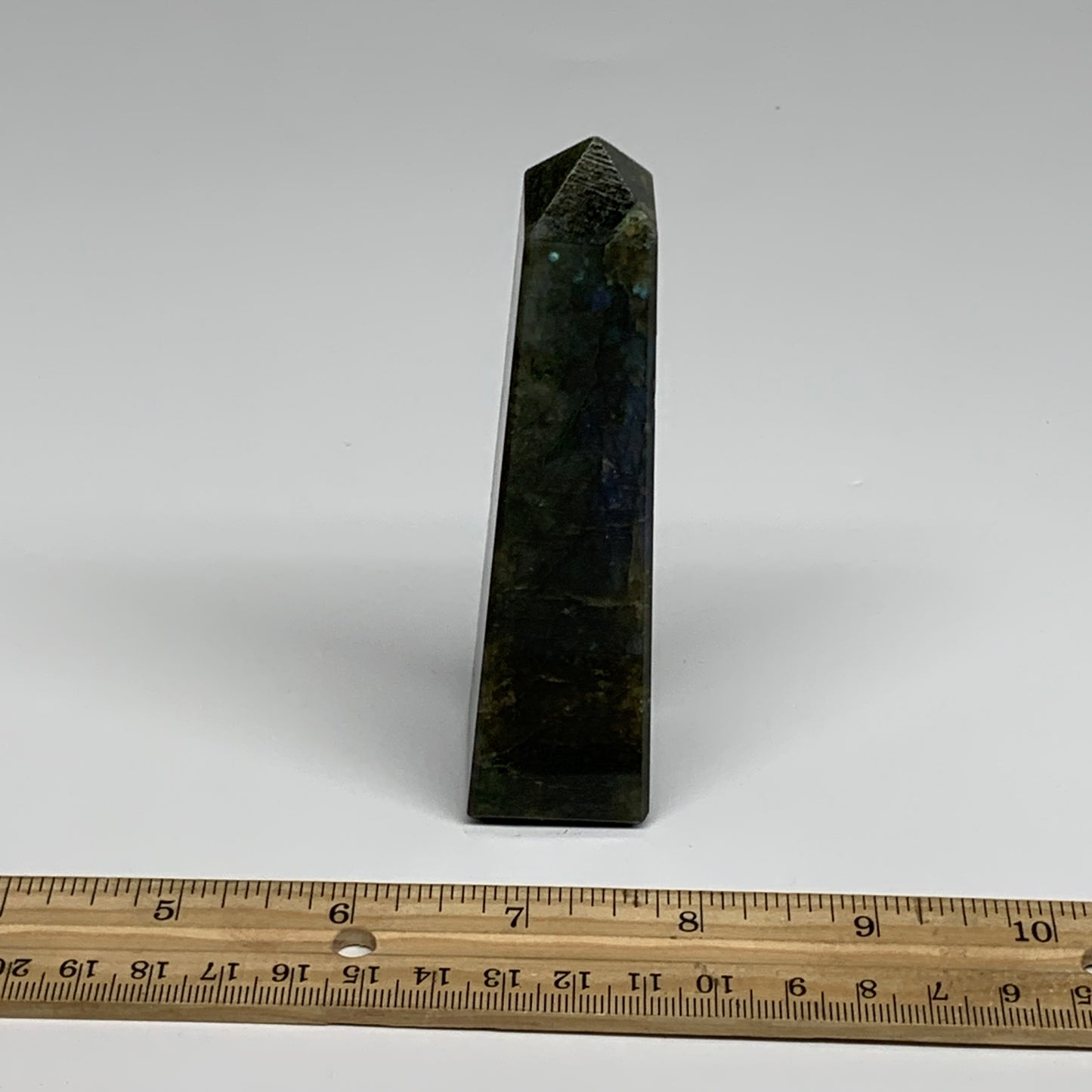 153.5g, 4.4"x1.1"x1.1, Labradorite Tower Point Crystal @Madagascar, B31290