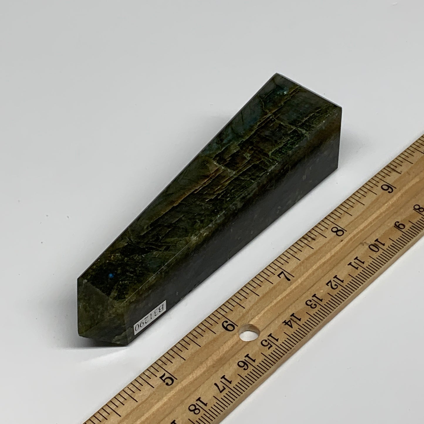 153.5g, 4.4"x1.1"x1.1, Labradorite Tower Point Crystal @Madagascar, B31290