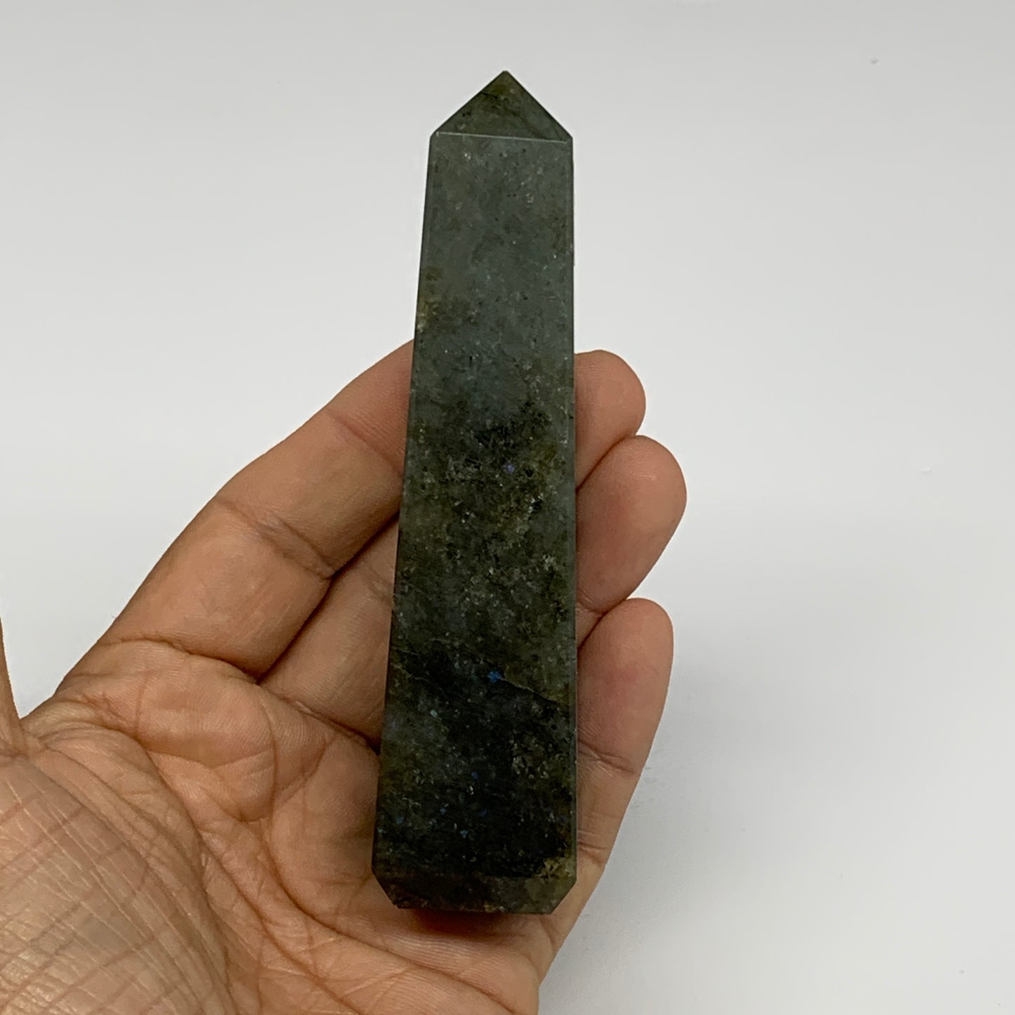 145.3g, 4.3"x1"x1.1, Labradorite Tower Point Crystal @Madagascar, B31291