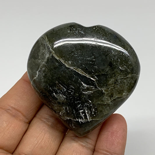 94.6g, 2.1"x2.2"x0.9", Natural Labradorite Heart Polished Crystal, B35418