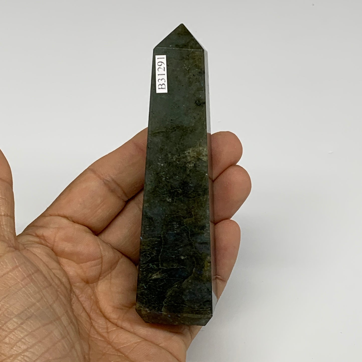145.3g, 4.3"x1"x1.1, Labradorite Tower Point Crystal @Madagascar, B31291