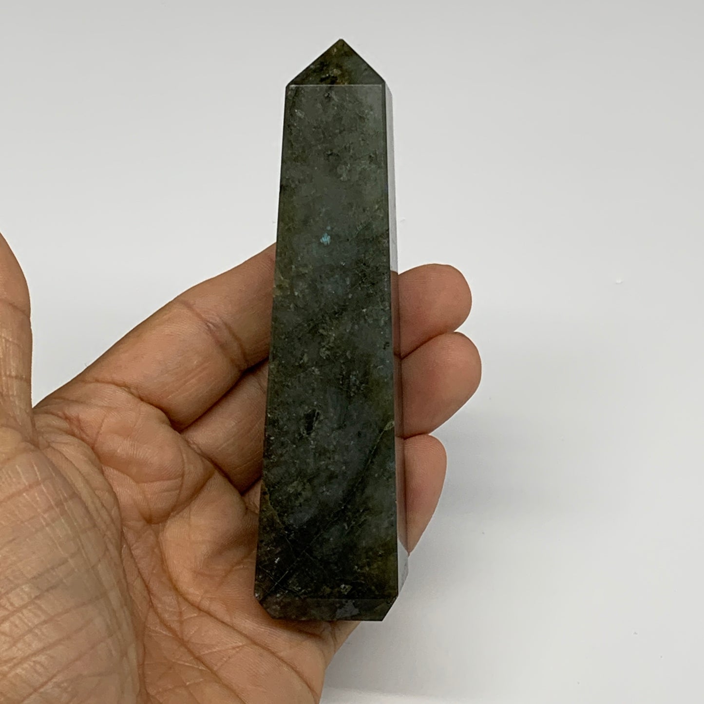 145.3g, 4.3"x1"x1.1, Labradorite Tower Point Crystal @Madagascar, B31291