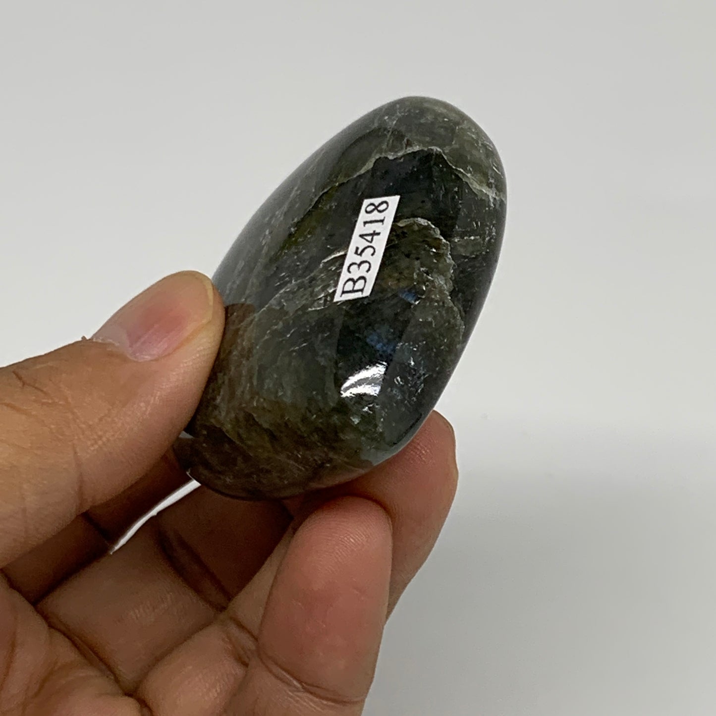 94.6g, 2.1"x2.2"x0.9", Natural Labradorite Heart Polished Crystal, B35418