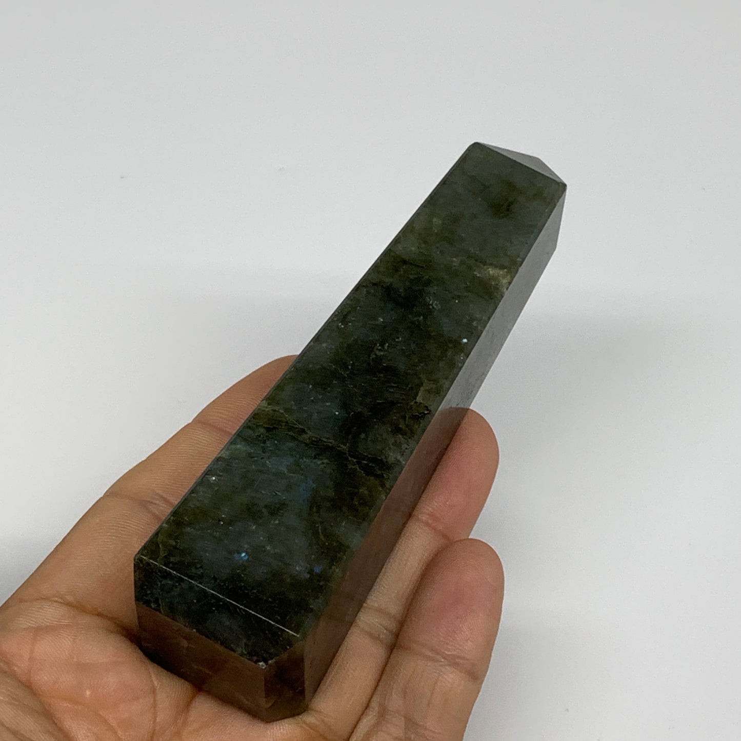 145.3g, 4.3"x1"x1.1, Labradorite Tower Point Crystal @Madagascar, B31291