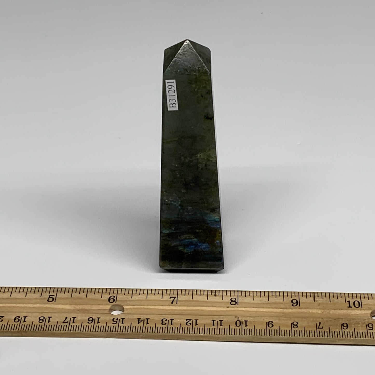 145.3g, 4.3"x1"x1.1, Labradorite Tower Point Crystal @Madagascar, B31291
