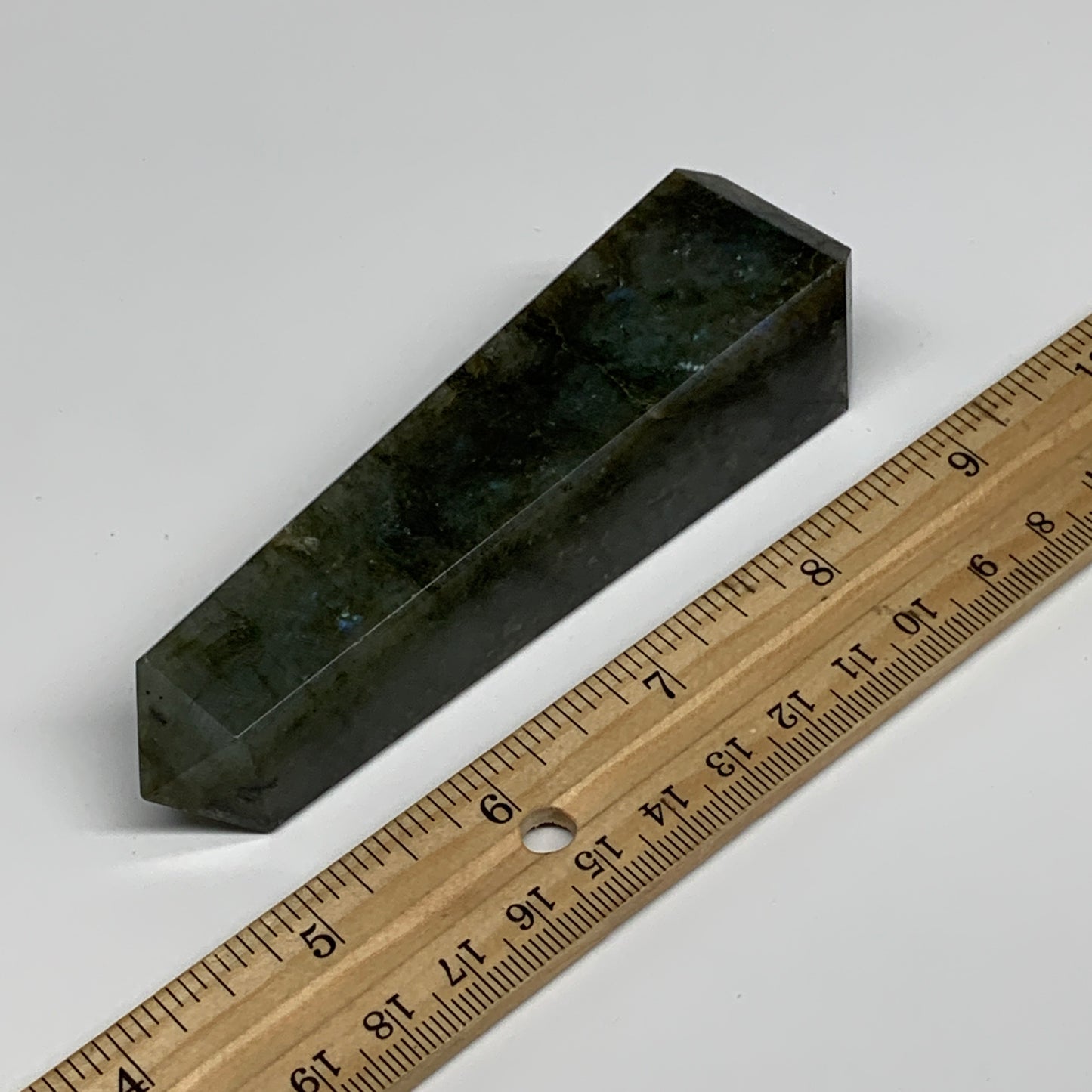 145.3g, 4.3"x1"x1.1, Labradorite Tower Point Crystal @Madagascar, B31291