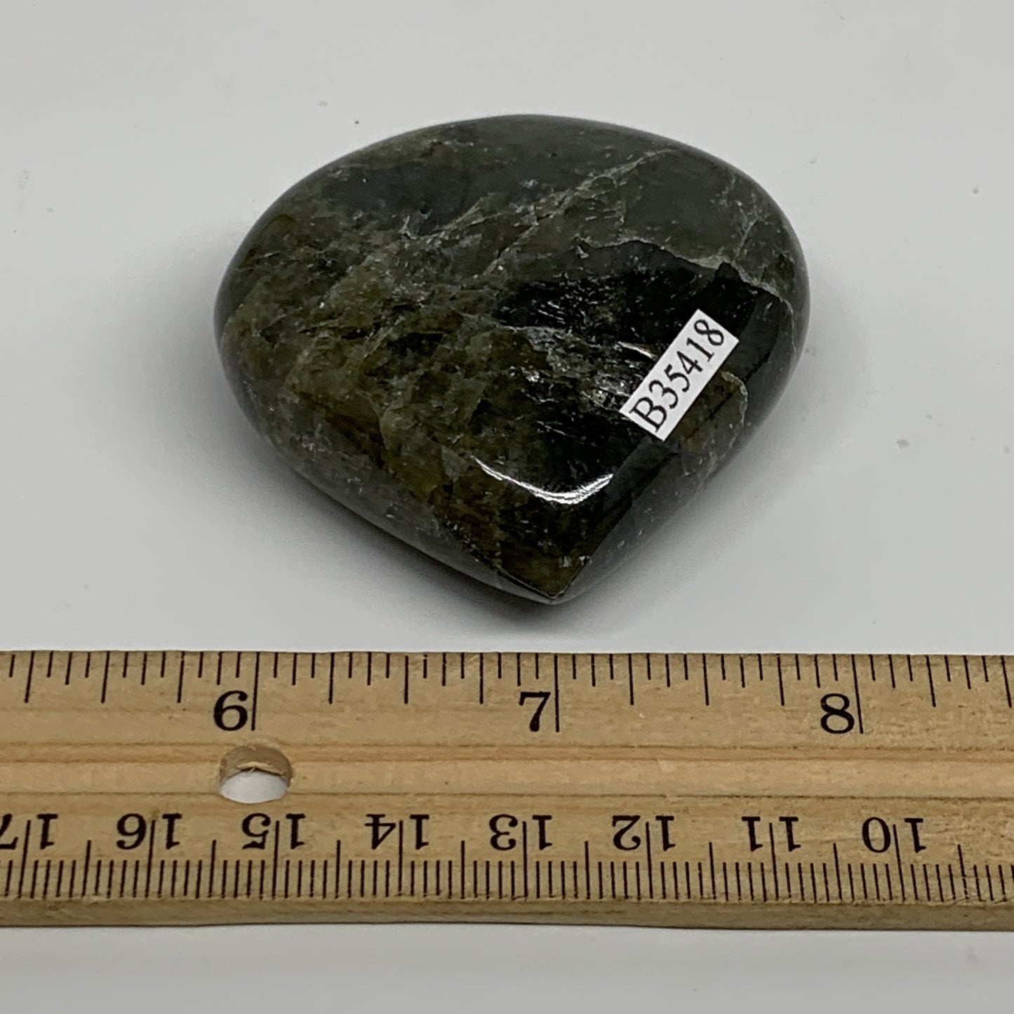 94.6g, 2.1"x2.2"x0.9", Natural Labradorite Heart Polished Crystal, B35418