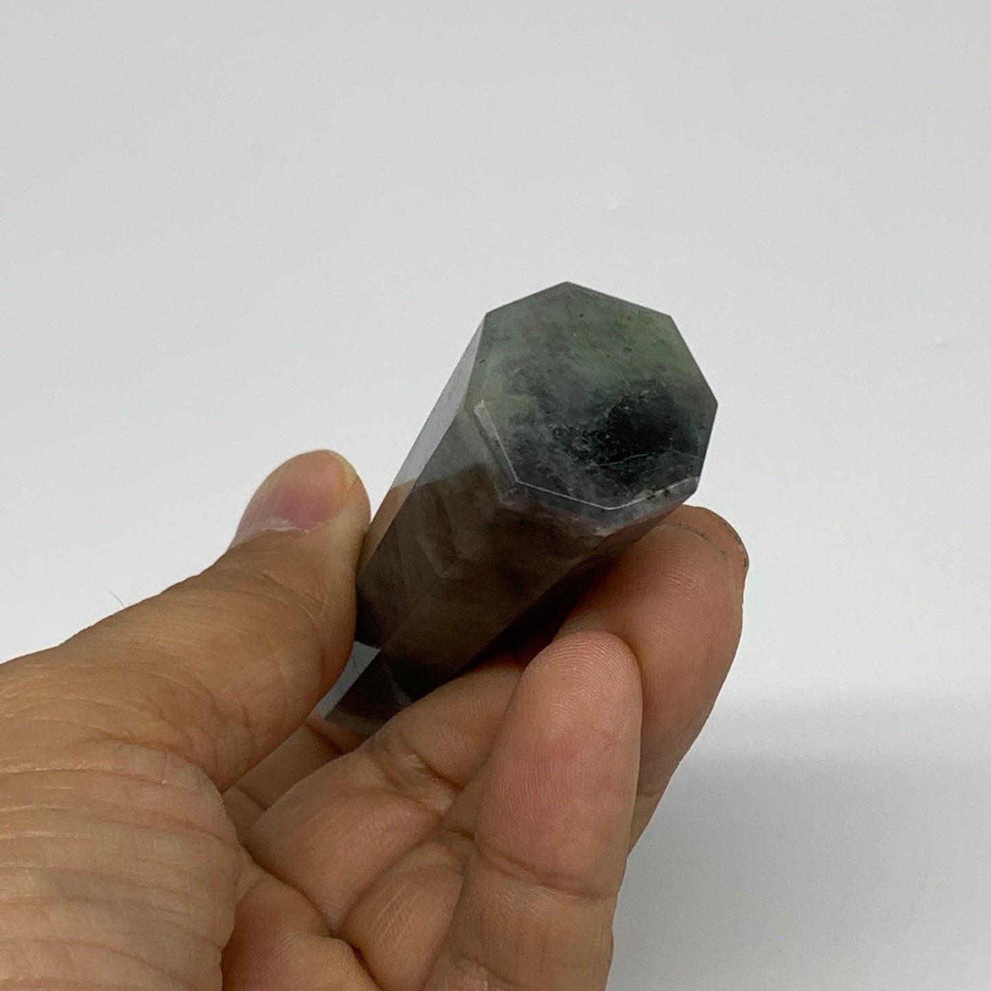 60.4g, 3.3"x0.8", Labradorite Tower Point Crystal @Madagascar, B31292