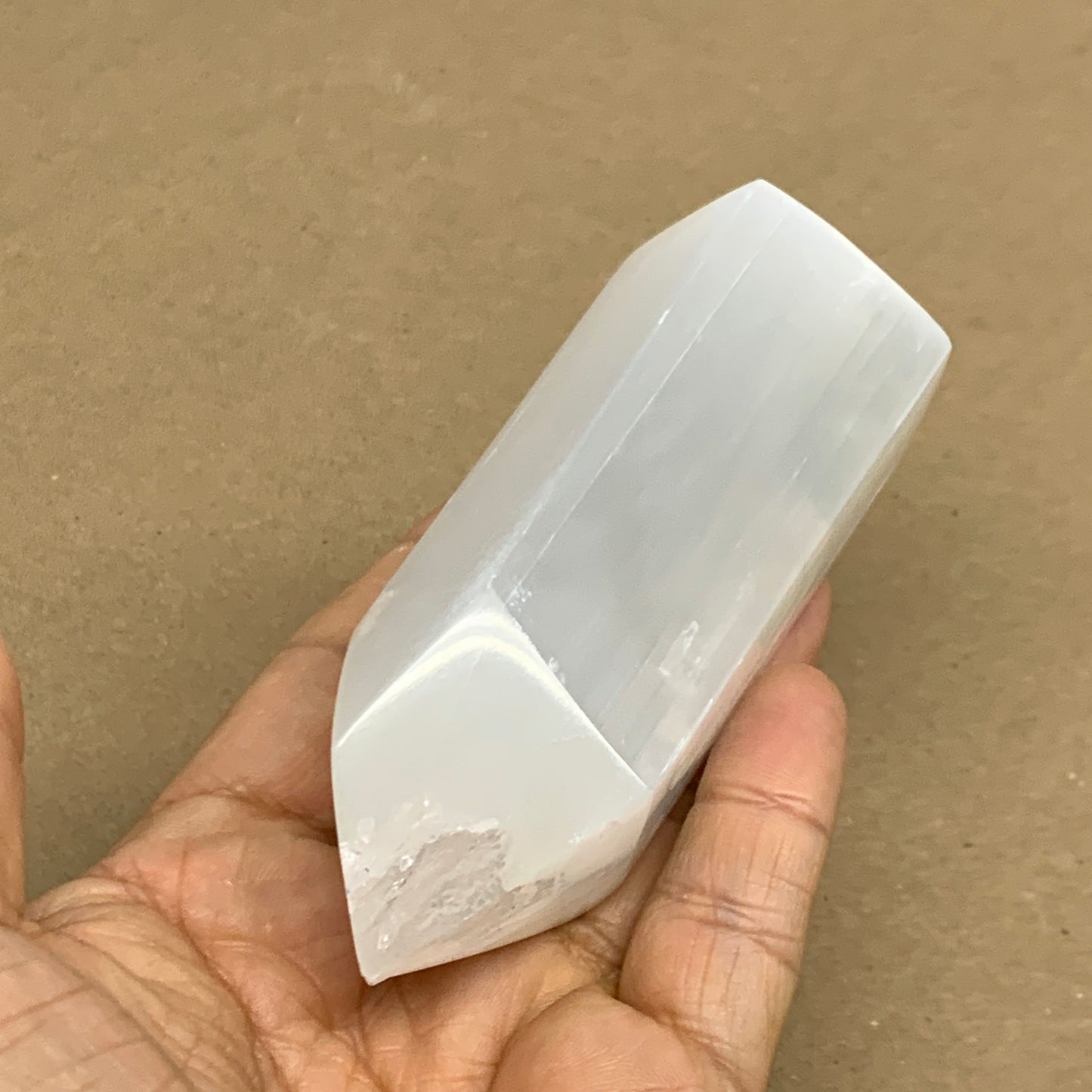 198g, 3.8"x1.5", Selenite (Satin Spar) Crystal Tower Point, B36025