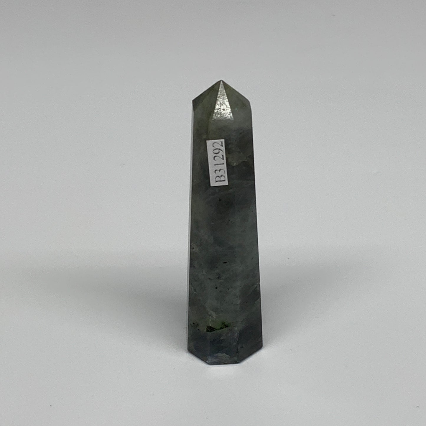 60.4g, 3.3"x0.8", Labradorite Tower Point Crystal @Madagascar, B31292