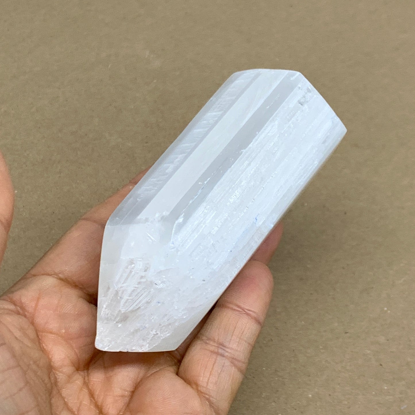198g, 3.8"x1.5", Selenite (Satin Spar) Crystal Tower Point, B36025