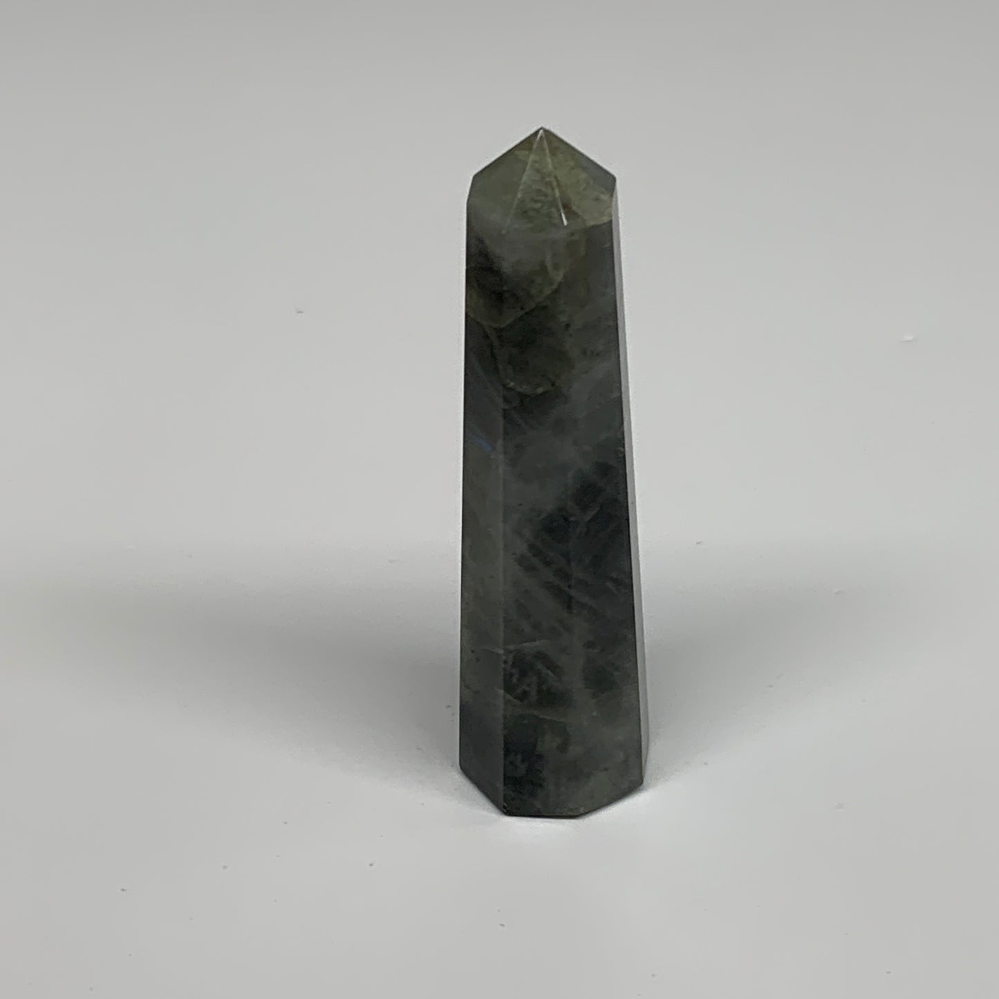 60.4g, 3.3"x0.8", Labradorite Tower Point Crystal @Madagascar, B31292