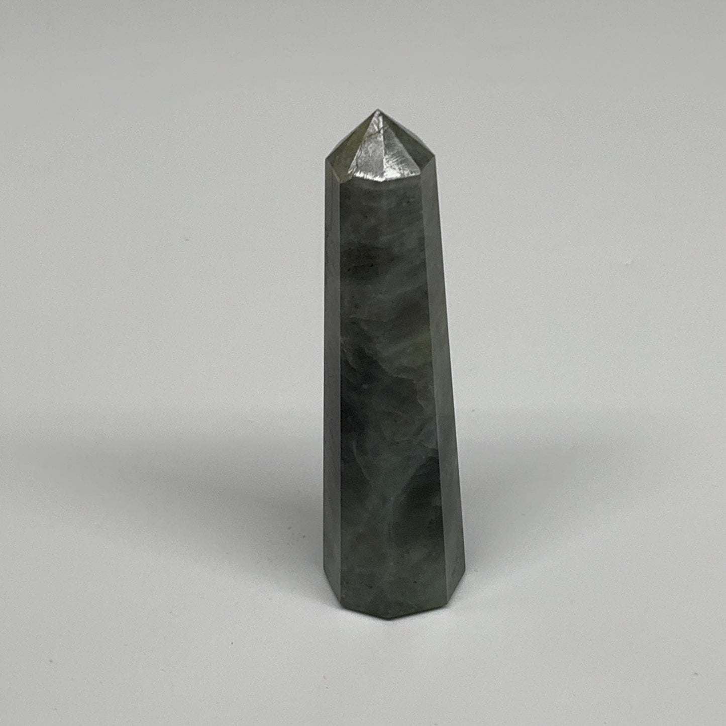 60.4g, 3.3"x0.8", Labradorite Tower Point Crystal @Madagascar, B31292