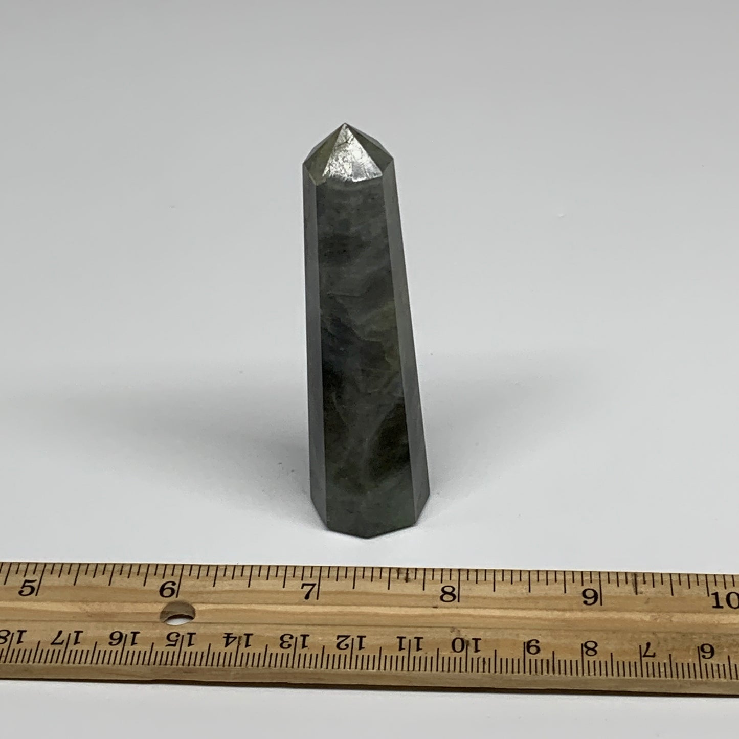 60.4g, 3.3"x0.8", Labradorite Tower Point Crystal @Madagascar, B31292
