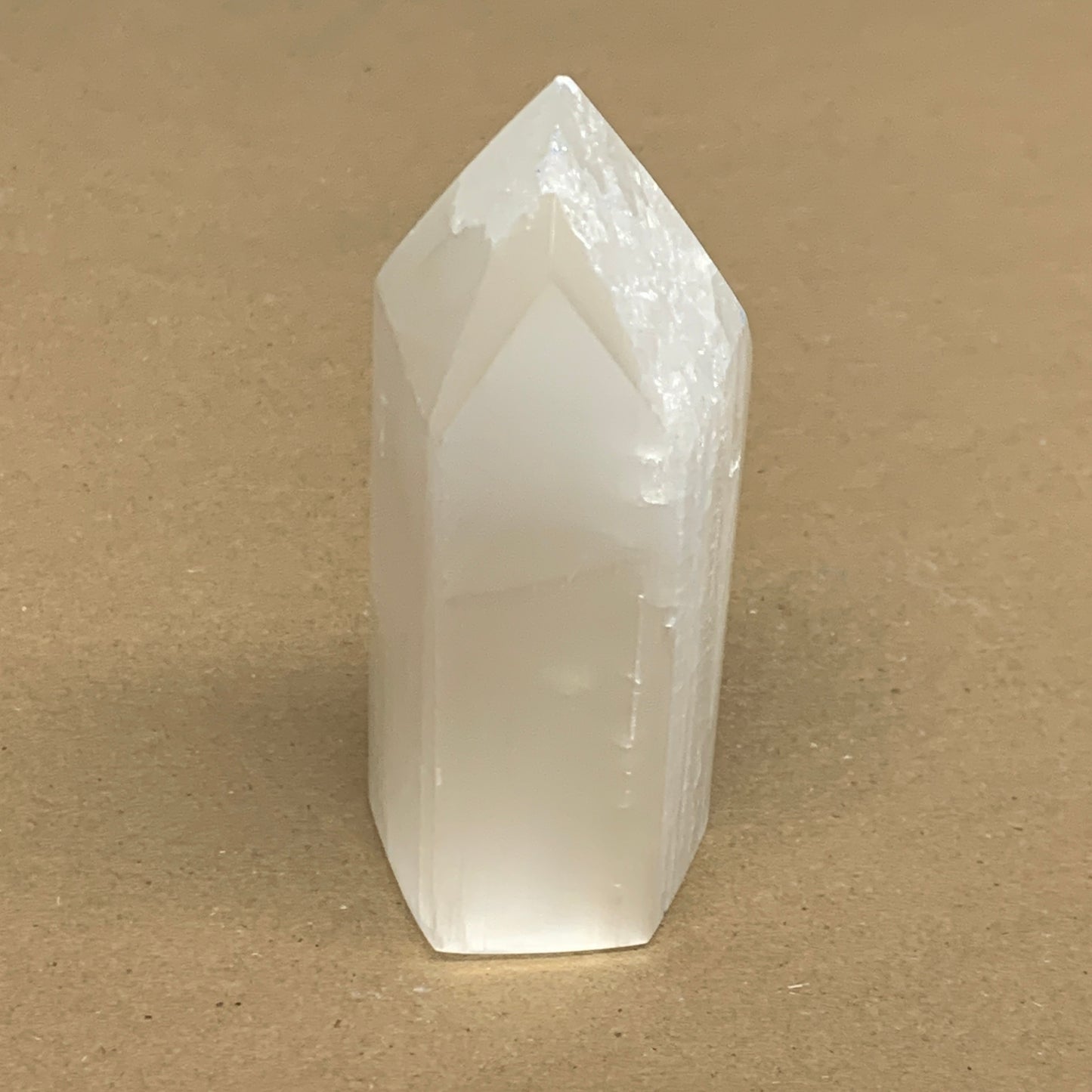 198g, 3.8"x1.5", Selenite (Satin Spar) Crystal Tower Point, B36025