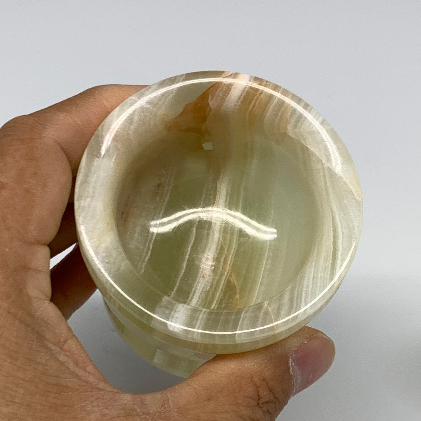 0.7 lbs, 2.2"x2.5", Natural Green Onyx Crystal Pestle and Mortar Handmade, B3259