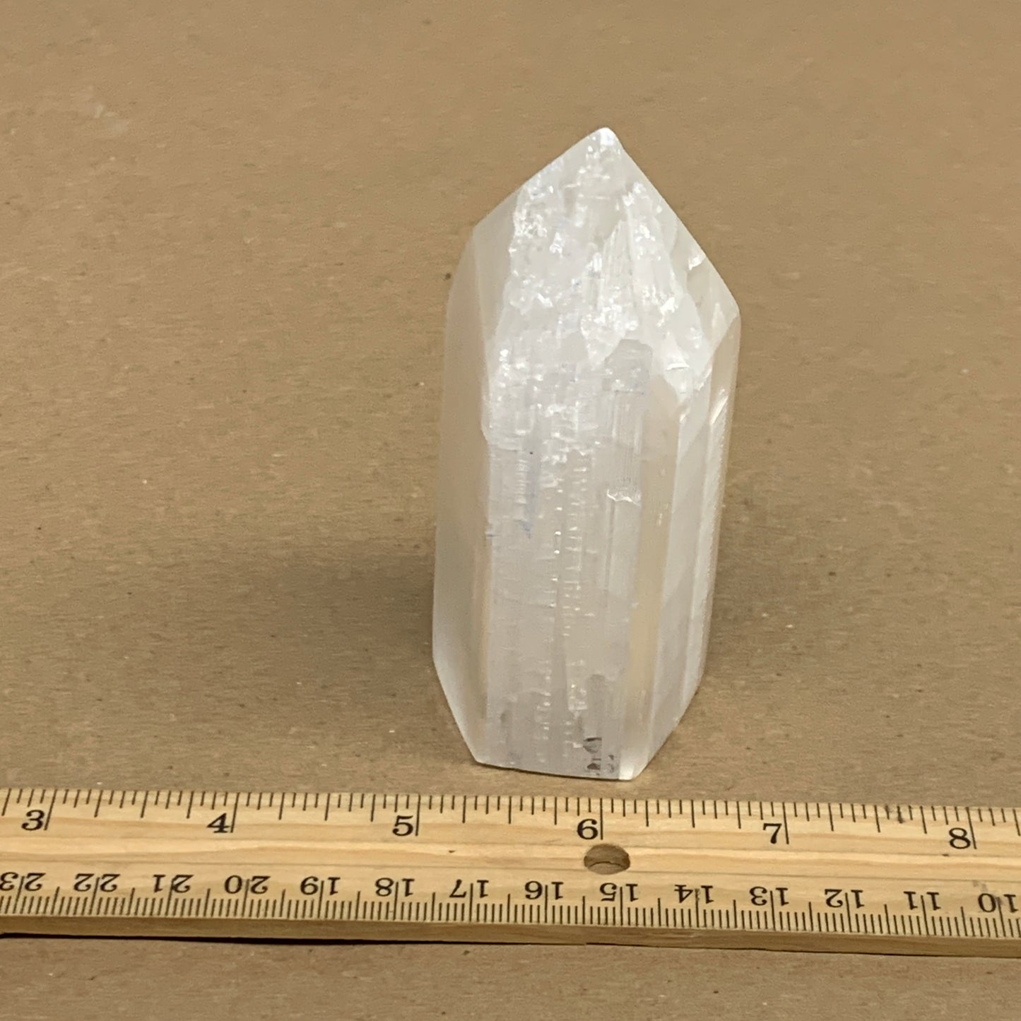 198g, 3.8"x1.5", Selenite (Satin Spar) Crystal Tower Point, B36025