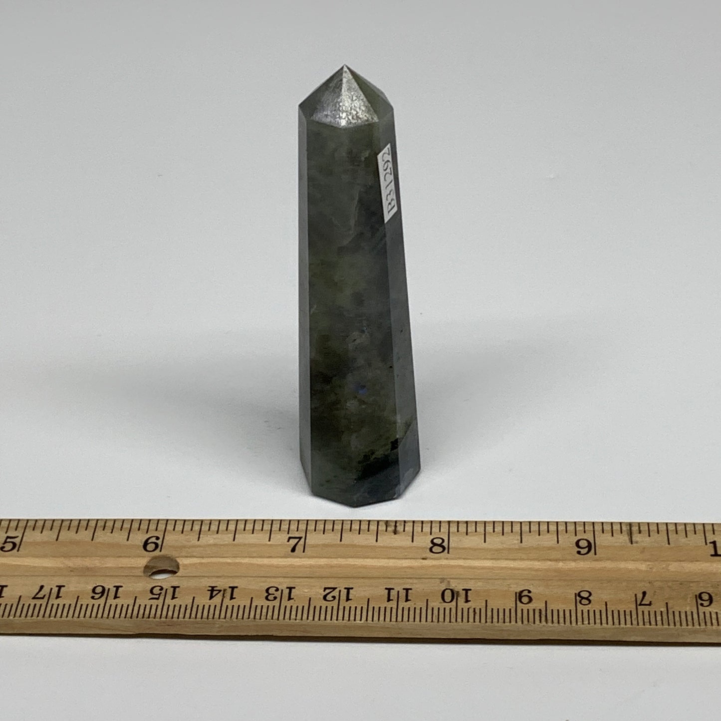 60.4g, 3.3"x0.8", Labradorite Tower Point Crystal @Madagascar, B31292