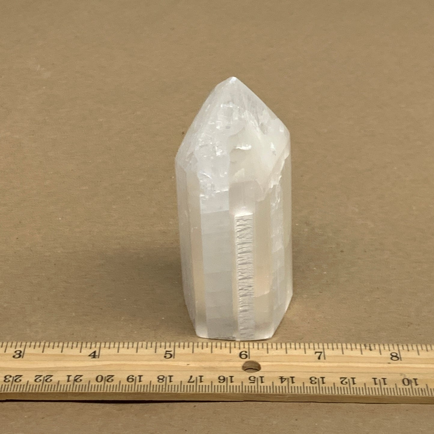 198g, 3.8"x1.5", Selenite (Satin Spar) Crystal Tower Point, B36025