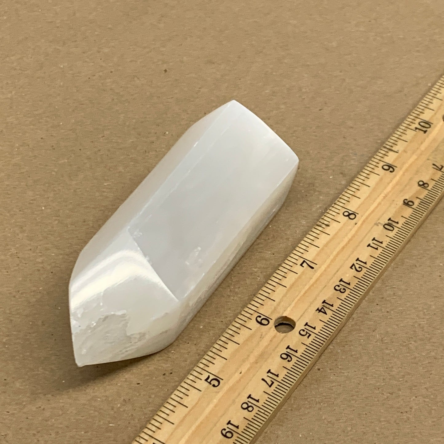 198g, 3.8"x1.5", Selenite (Satin Spar) Crystal Tower Point, B36025