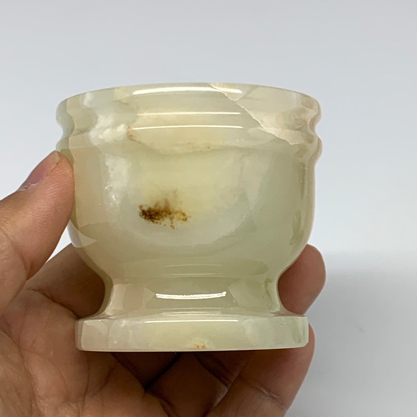 0.7 lbs, 2.2"x2.5", Natural Green Onyx Crystal Pestle and Mortar Handmade, B3259