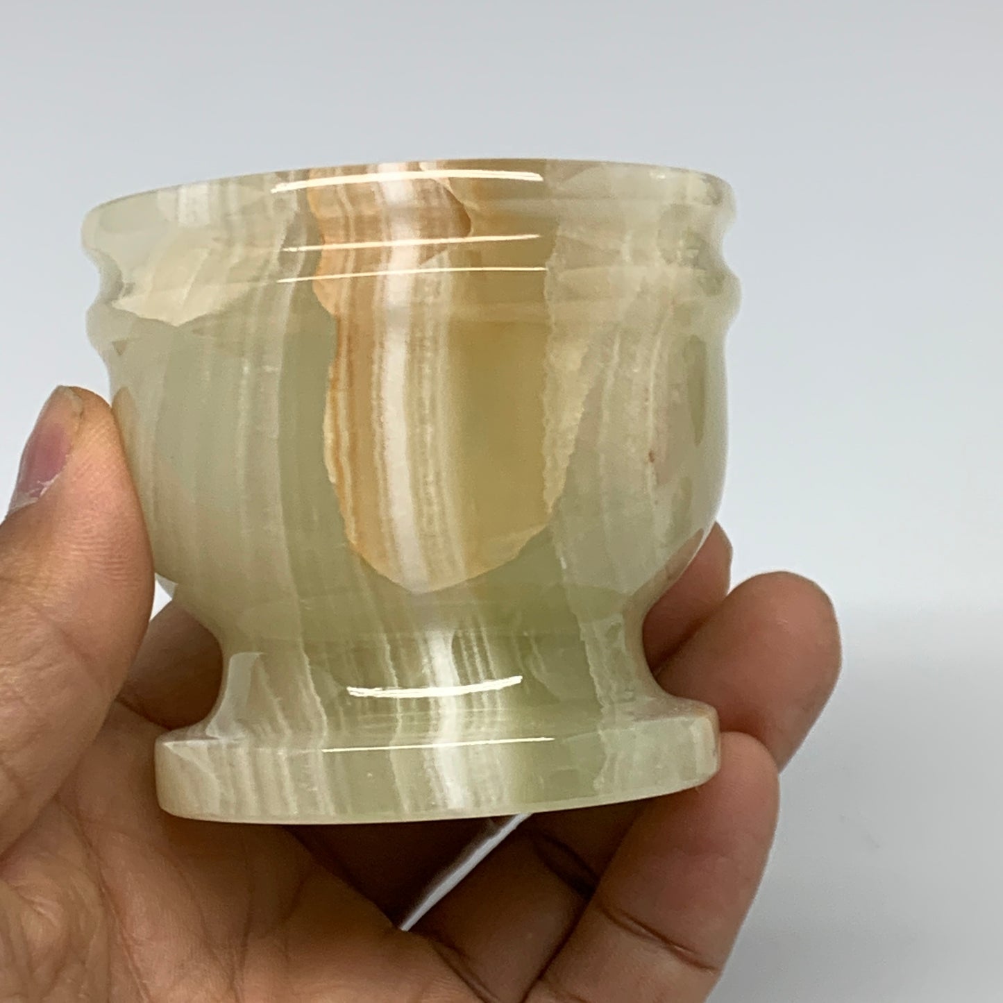 0.7 lbs, 2.2"x2.5", Natural Green Onyx Crystal Pestle and Mortar Handmade, B3259