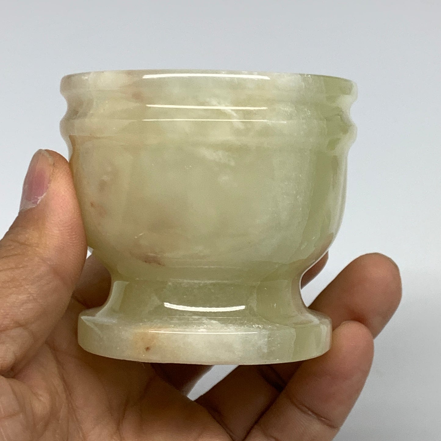 0.7 lbs, 2.2"x2.5", Natural Green Onyx Crystal Pestle and Mortar Handmade, B3259