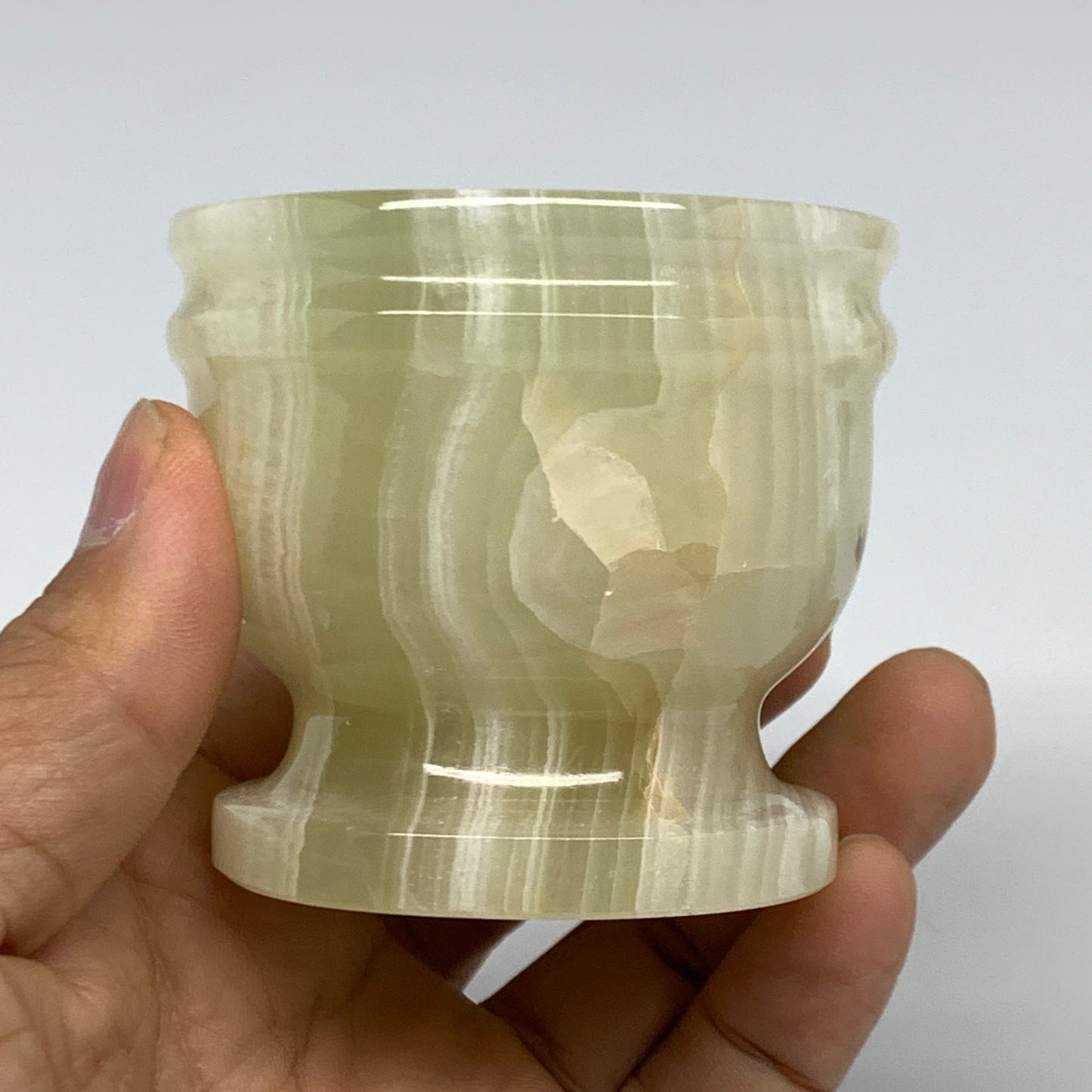 0.7 lbs, 2.2"x2.5", Natural Green Onyx Crystal Pestle and Mortar Handmade, B3259