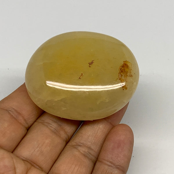 85.1g,2.1"x1.7"x0.9", Yellow Aventurine Palm-Stone Crystal Stone @India,B29732