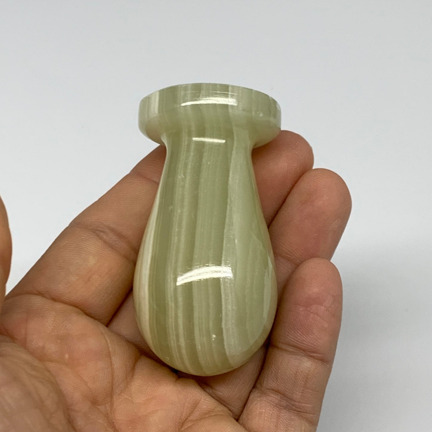 0.7 lbs, 2.2"x2.5", Natural Green Onyx Crystal Pestle and Mortar Handmade, B3259