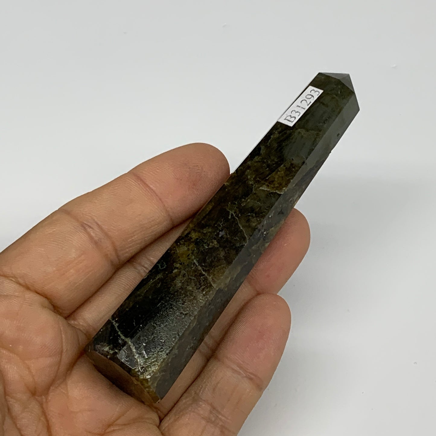 66.5g, 3.9"x0.8", Labradorite Tower Point Crystal @Madagascar, B31293