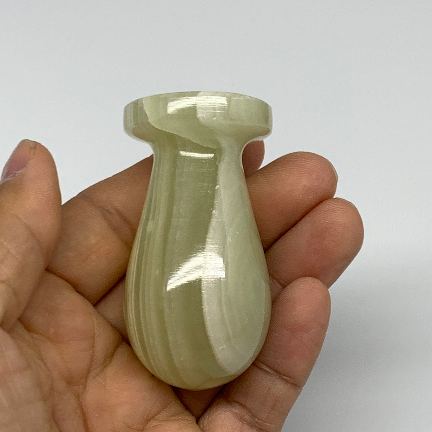 0.7 lbs, 2.2"x2.5", Natural Green Onyx Crystal Pestle and Mortar Handmade, B3259
